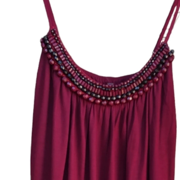 NWT- Burgundy Knit Spaghetti Strap Summer Blouse. Medium - Picture 2 of 12